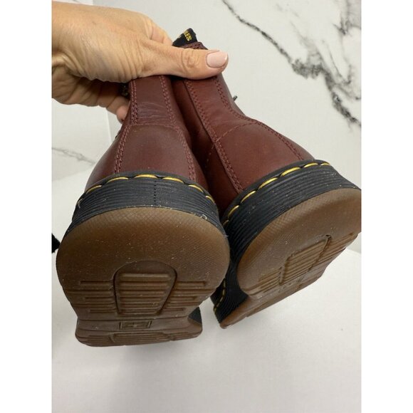 Dr Martens Newton 8 Eye Leather Lite Boots- Red Burgundy - Women’s Size 7US 38EU - Picture 9 of 12